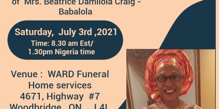 OBITUARY-MRS BEATRICE DAMILOLA CRAIG-BABALOLA