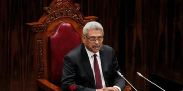 Sri Lanka’s embattled president runs to Maldives
