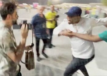 Samuel Eto’o attacks a fan outside World Cup stadium