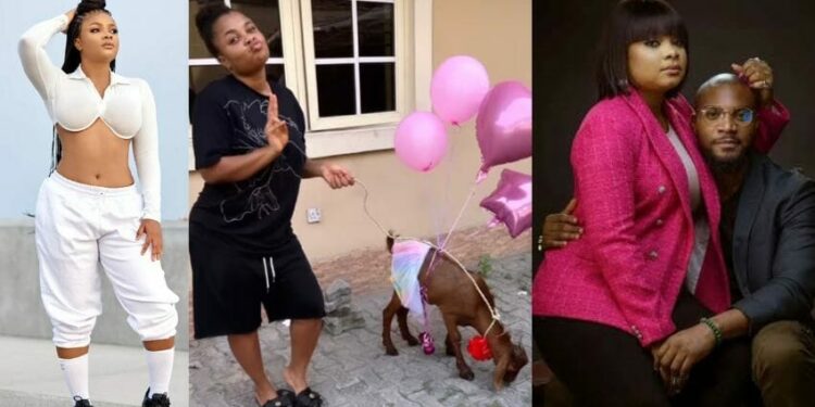 “He put my name on a Goat” – Bimbo Ademoye receives epic birthday surprise from Kunle Remi