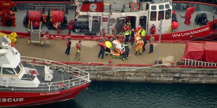 Three people sustained injury after falling through ice near Toronto Islands