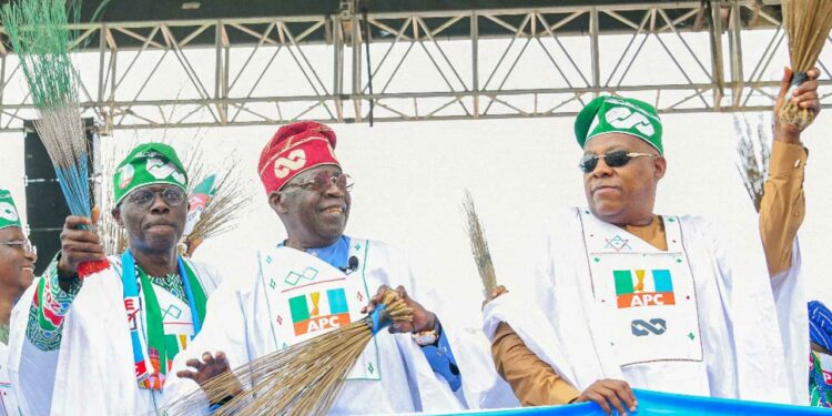 Tinubu ends campaign rally in Lagos
