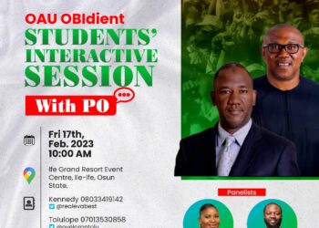 OAU students raise hands to sing National Anthem during Town Hall Meeting with Peter Obi (Video)