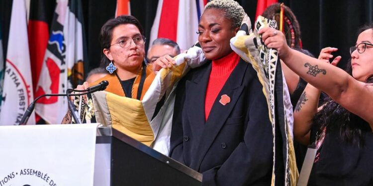 Canadian singer Jully Black dignified at AFN ceremony for NBA anthem rendition