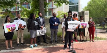 Black LGBTQ lawmakers and activists protest outside Nigerian embassy in Washington over the arrest of suspects at same-sex wedding in Delta (Video)