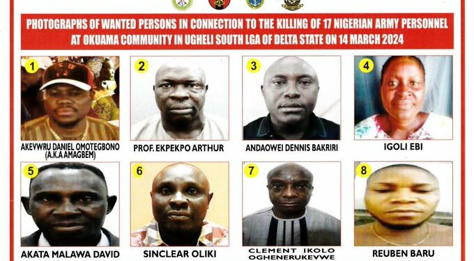 Army declares eight people wanted over killing of 17 officers, soldiers in Delta